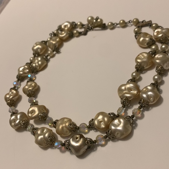 Victorian Faux Freshwater Pearl and Genuine Swarovski Necklace - Picture 3 of 4